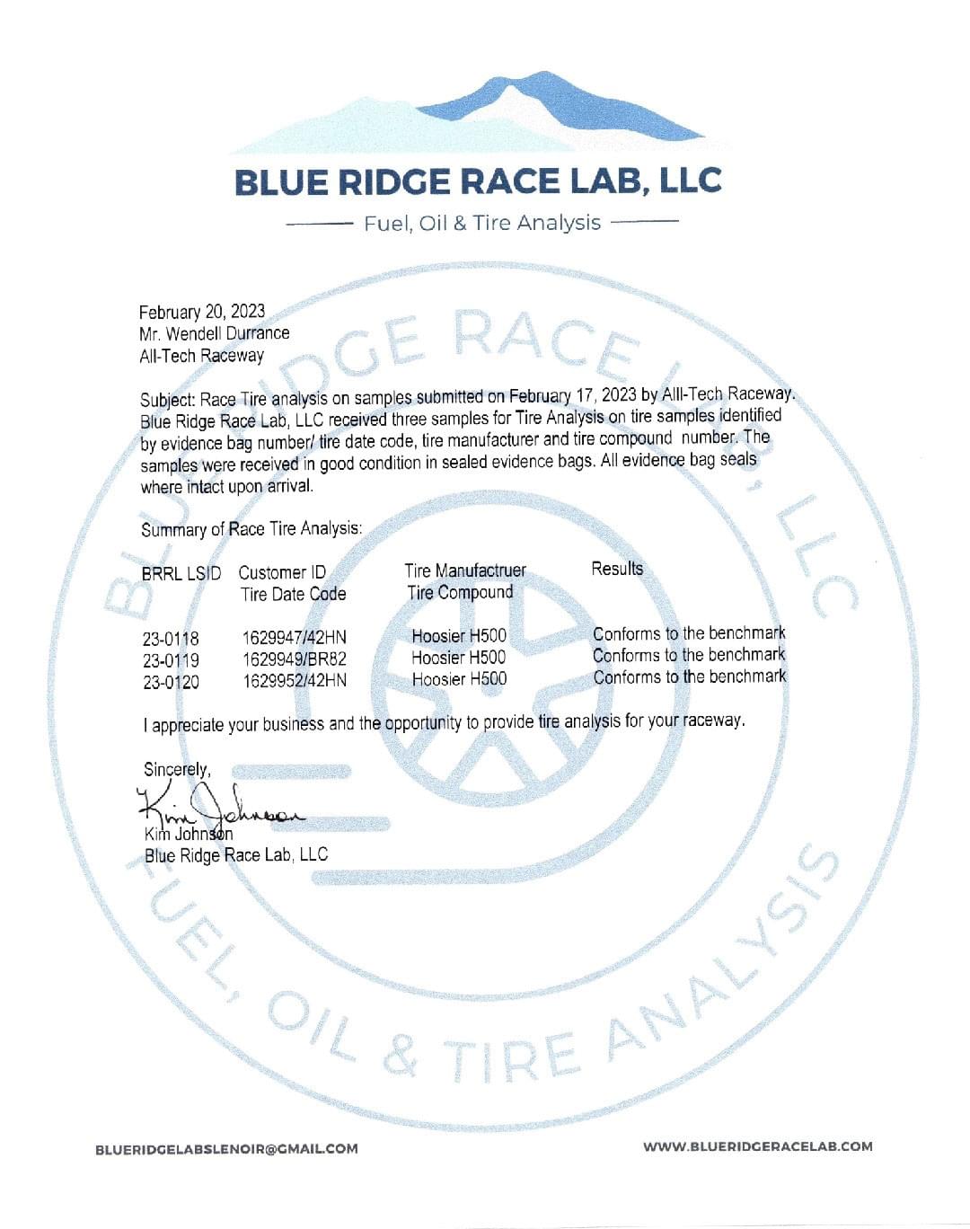 Blue Ridge Lab Results for 02/11/2023